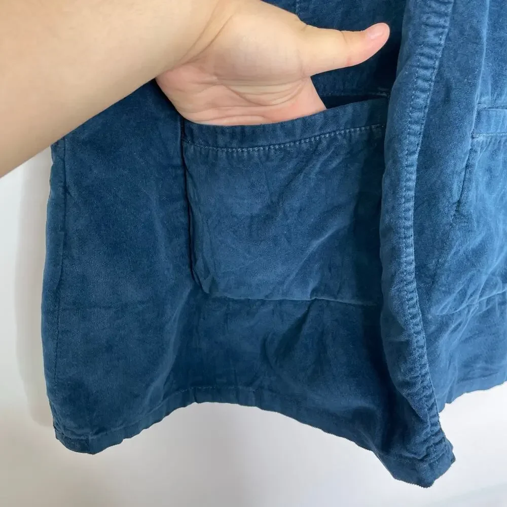 FP Free People Teal Blue Velvet Overall Mini Dress Skirtall Women's size 2